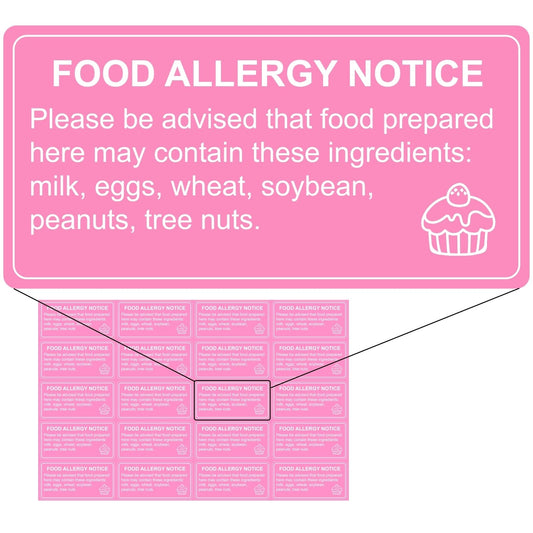 500 Pcs Food Allergy Stickers, 1x2 Inch Labels for Bakery, Cookie, Kitchen 500.0