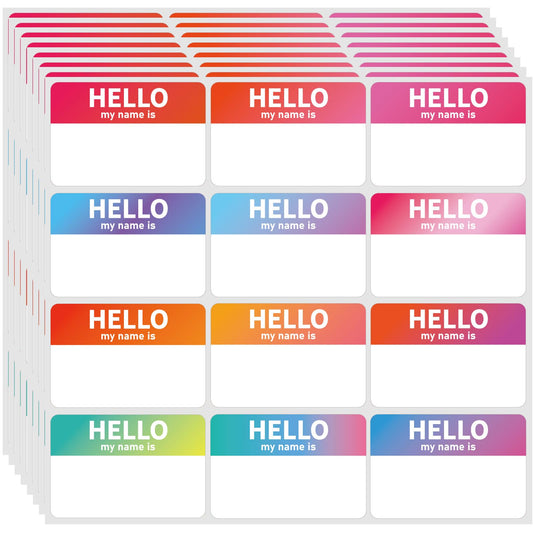 300Pcs Hello My Name is Stickers Rainbow Name Tags Sticker, 12 Color Name Tags, Easy Peel and Stick Name Tag Labels for Themed Party School Office Home (3"x2") 300pcs/Rainbow 2*3 INCH