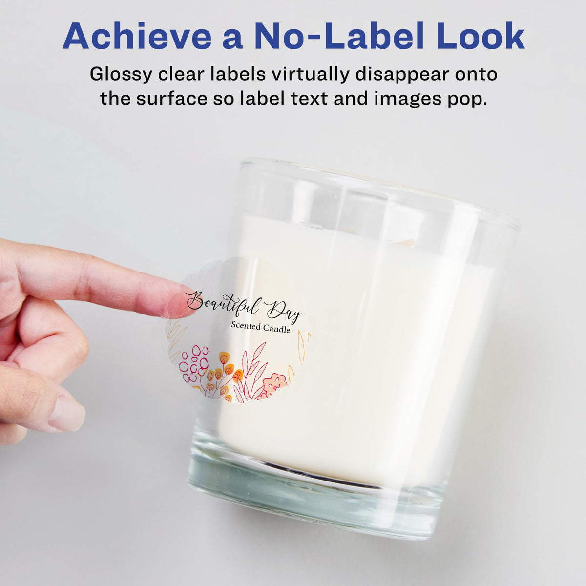 Avery® Glossy Clear Round Scalloped Labels, Sure Feed® Technology, 2.5" Diameter, 225 Glossy Clear Labels, Print-to-The-Edge, Laser/Inkjet Printable 225 labels