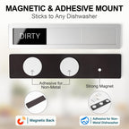 Dishwasher Magnet Clean Dirty Sign, 3 Options with Running Options, Brushed Gold Dishwasher Magnet Easy to Switch, Residue Free Adhesive Included