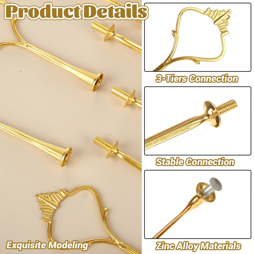 QTLCOHD 15 Sets 3 Tiered Cake Stand Hardware Kit, Zinc-Alloy, Gold Crown