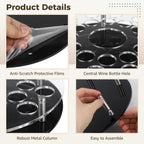 25 Holes Shot Glass Holder Tray, Acrylic Bar Circular Cup Server, Black Heavy Base Drink Display Organizer for Parties and Clubs, Center Slot for Slim Wine Bottle, Professional Home Bar Accessory