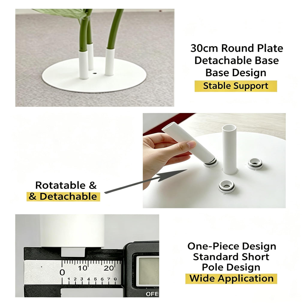 Giant Flower Pole Display Stand Base, 2 Pack Metal Floor Standing Holder White+Green