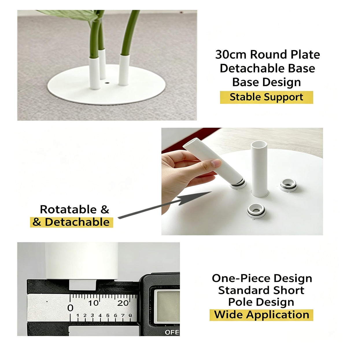 Giant Flower Pole Display Stand Base, 2 Pack Metal Floor Standing Holder White+Green