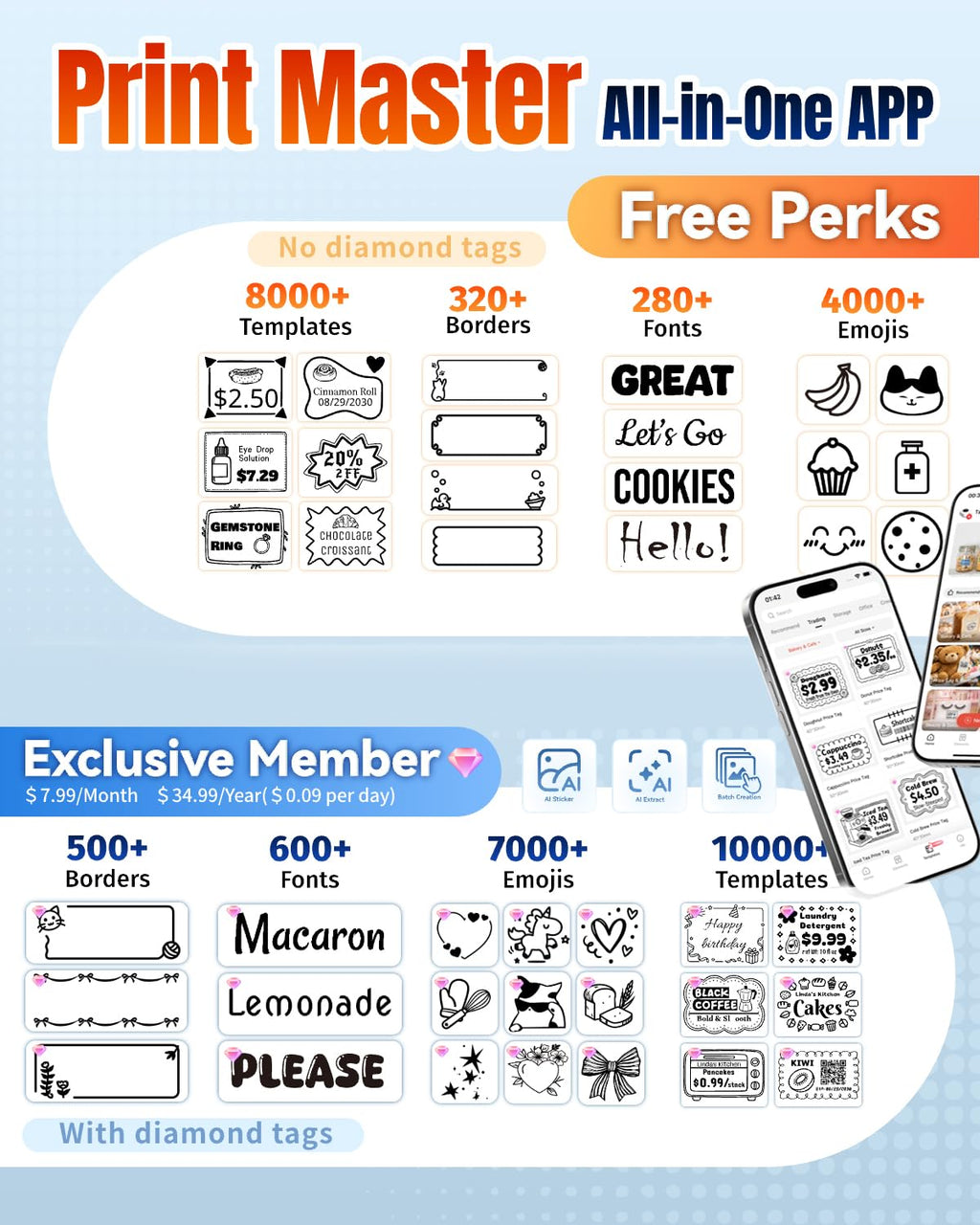 Phomemo M110 Label Maker Machine with Tape Thermal Label Printer Ebony Black 1 printer with 1 roll paper