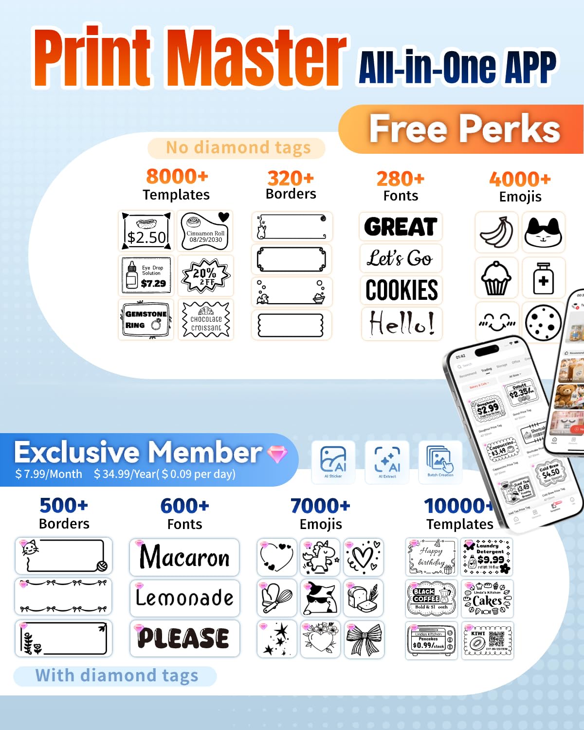 Phomemo M110 Label Maker Machine with Tape Thermal Label Printer Ebony Black 1 printer with 1 roll paper