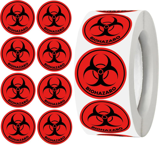 1 Inch Biohazard Stickers Waterproof Biohazard Warning Hazard Labels - Universal Biohazard Symbol Vinyl Hazardous Materials Warning Stickers for Labs, Hospitals and Industrial Use 300 Pcs (1inch) 1inch