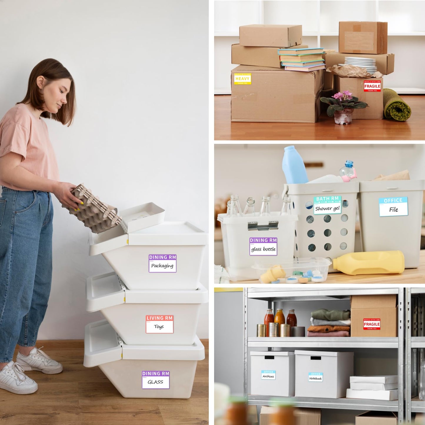 AZUREAL 540P Moving Labels, 10 Color Coded Moving Stickers Including Fragile, Heavy and Blank Labels, 2'' x 3'' Packing Labels for Moving Boxes, Moving Supplies, Wardrobe Boxes, Apartment Sticker