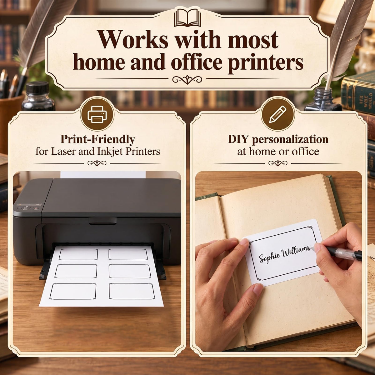 Jetec 150 Pack Large Bookplates, 3.8 x 3.2 Inch, Laser and Inkjet