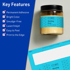 Avery Printable Rectangle Labels, Sure Feed Technology, 2" x 7", Bright Blue Labels, Print-to-The-Edge, Laser/Inkjet Printable, 80 Total, Great for Candles and Jars 80 labels