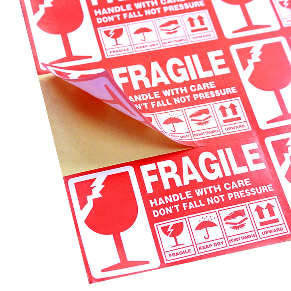 DFYOUHOME® 112 PCS Fragile Handle Warning Adhesive Label with Care Keep Dry Upward Do Not Trample for Packing Box Shipping Notice Red Stickers Large (6＂x 3-1/2＂) and Small (3＂x 2＂) Size