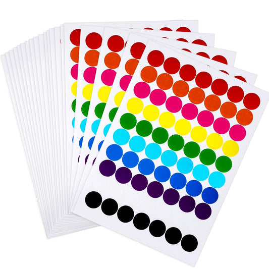 Boao 4940 Pieces Colored Round Dot Stickers Labels Rainbow Colors Circle Dot Labels, Neon Colors for Students, Classroom, Papers, Market(Bright Neon Color,1 Inch) Bright Neon Color 1 Inch