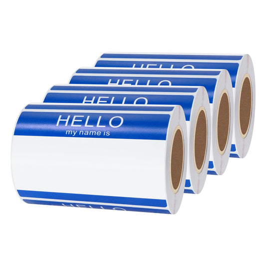 Hello My Name is, Sticker Writing Stickers Easy Peel and Stick Badges Sensitive Name Tag 3.5"x2.35", 200 Pcs (4 Rolls, Blue) 4 Rolls, Blue