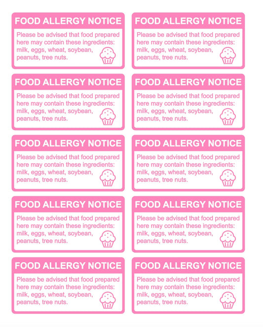 500PCS 1x2'' Pink Removable Food Allergy Warning Labels Allergies Restaurant Food Safety Labels Self Adhesive Stickers
