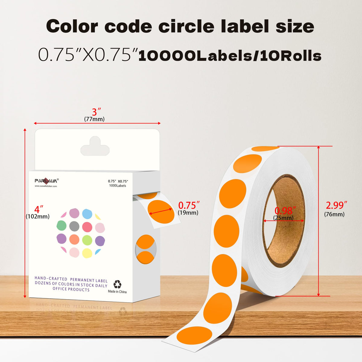 0.75 inch Colored Dot Stickers 4 Rolls 4000pcs Blue Round Marking Label Orange 10 Rolls-10000PCS