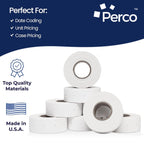 Perco 2 Line Freezer Adhesive Labels - 6,000 Blank Price and Date Gun Labels for Perco 2 Line Price and Date Guns - 8 Rolls, 1 Sleeve - Made in USA