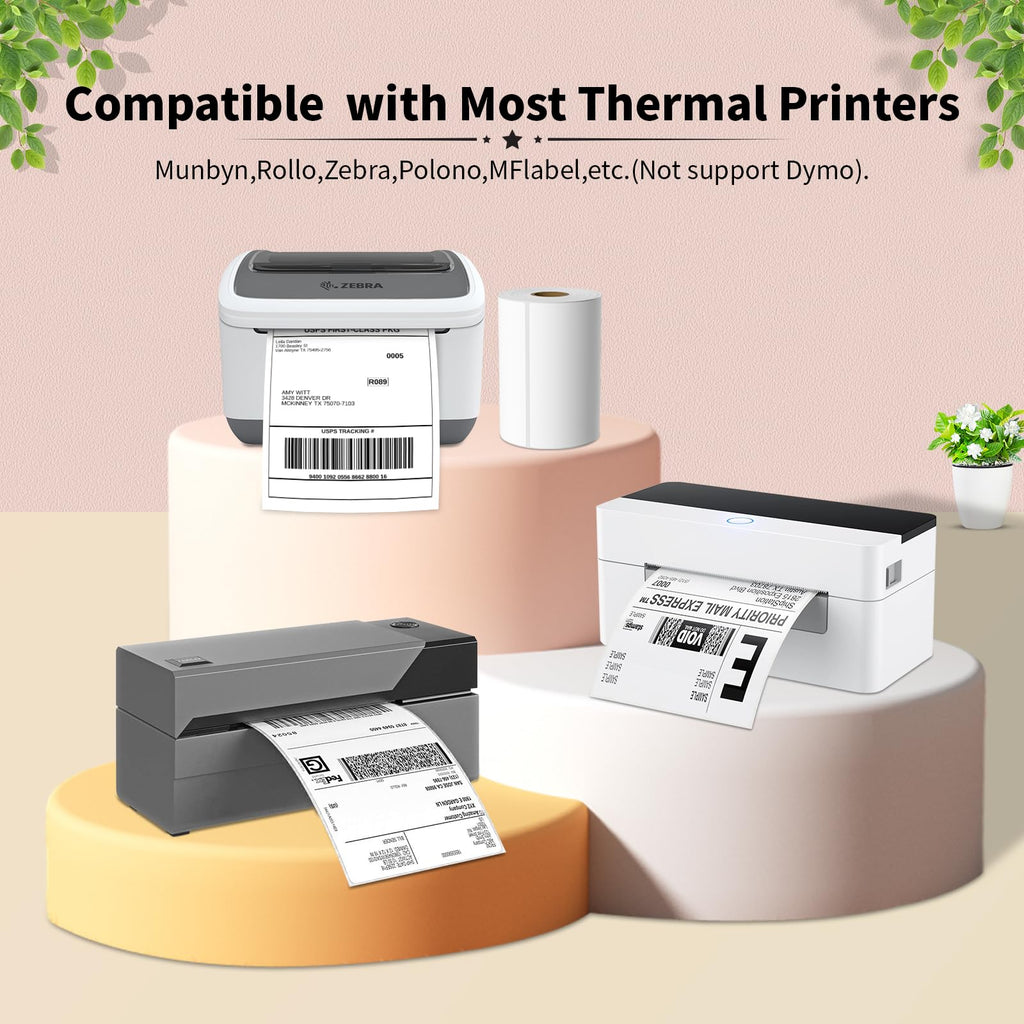 FungLam 4"X6" Thermal Shipping Labels, 4X6 Labels,White Mailing Shipping Labels, Perforated, 250 Labels,Compatible with iDPRT, JADENS and Rollo. 1 Roll