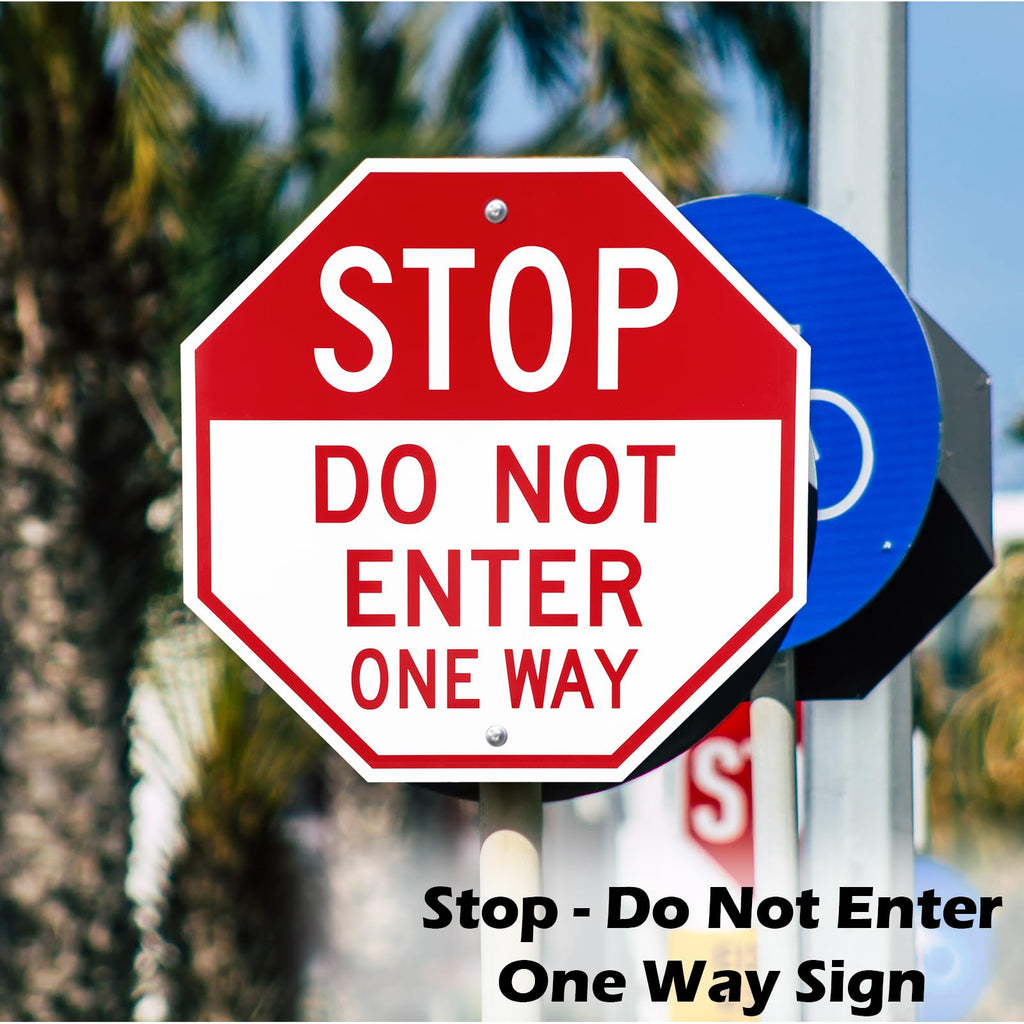 LEIFIDE 2 Pack Stop Do Not Enter One Way Signs - Reflective Aluminum Sign