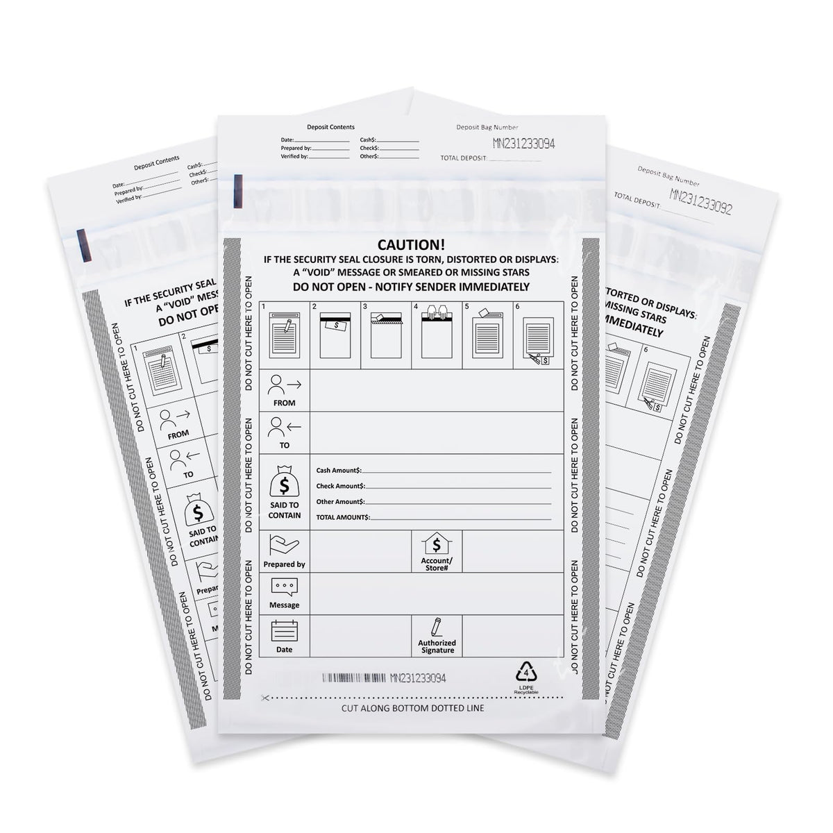 100 Pack 9" x 12" Tamper-Evident Deposit Bags with Security Tape Tamper Evident Security Pocket Bank Deposits Bags (5) 9 x 12 Inch Tamper-Evident(100pack)