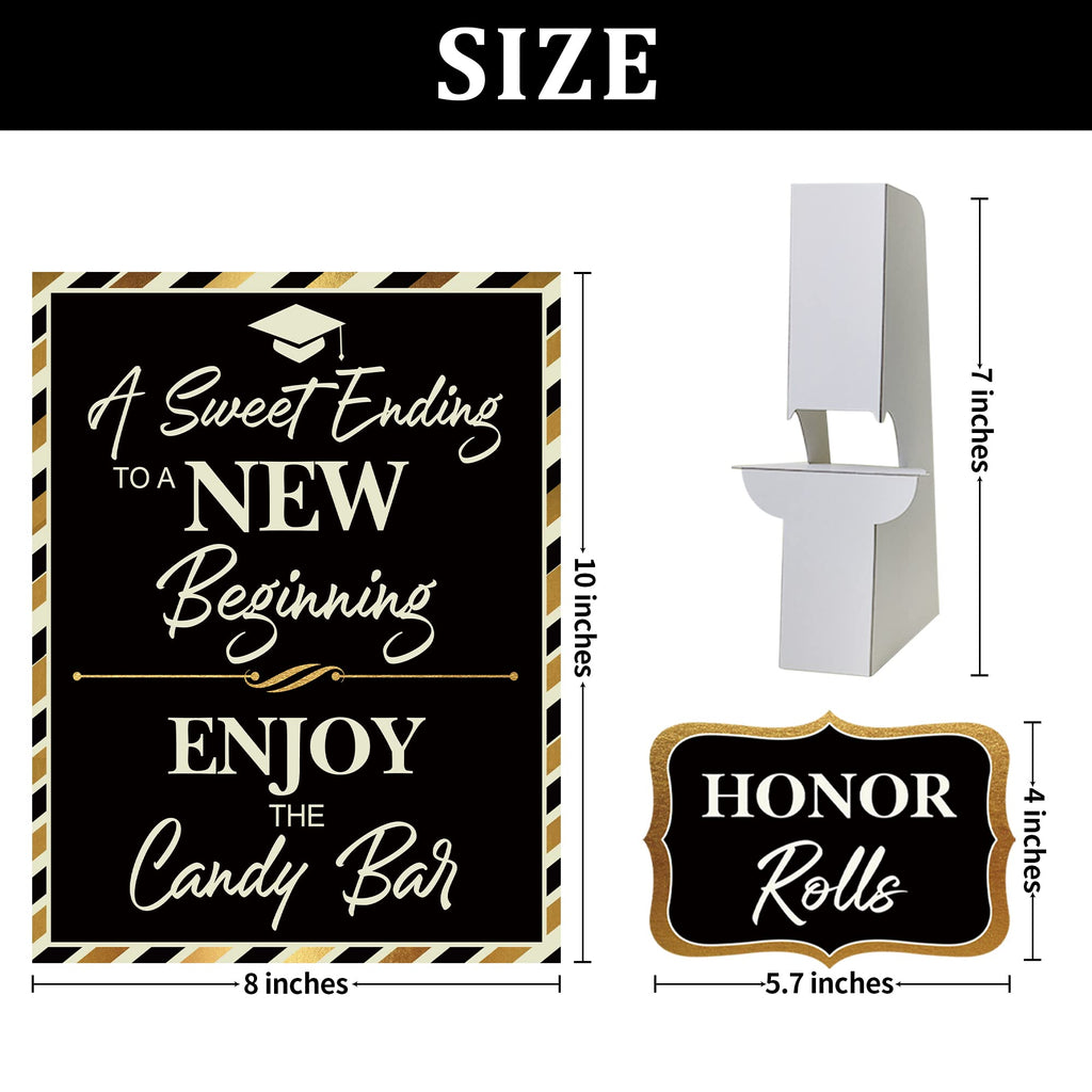2026 Graduation Candy Buffet Signs Decorations, Black Gold Grad Party Candy Bar Signs Set Graduation Party Dessert Food Decorations