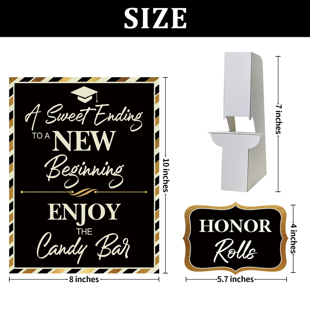 2026 Graduation Candy Buffet Signs Decorations, Black Gold Grad Party Candy Bar Signs Set Graduation Party Dessert Food Decorations