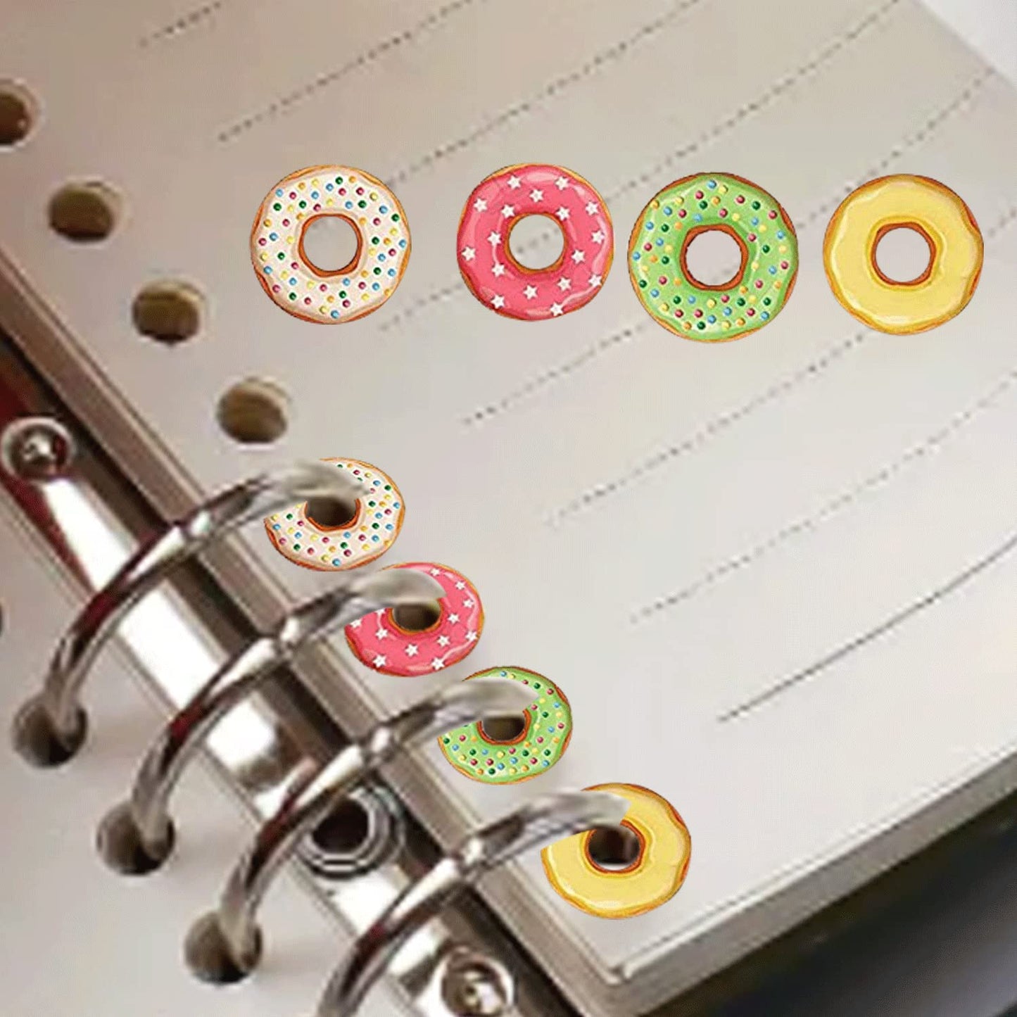Hole Label Loose-Leaf Paper Hole Reinforcement Stickers Assorted Donut Designs 0.25 inch Binder Hole Reinforcements Labels for School, Home and Office Hole-Punched Pages 2000 Pcs