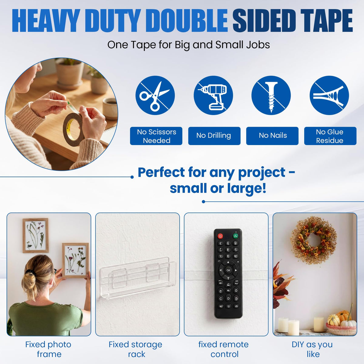 300LSE Double Sided Tape, 32.8ft Industrial No Residue High Temp Tape 32.81ft x 0.39in Wide