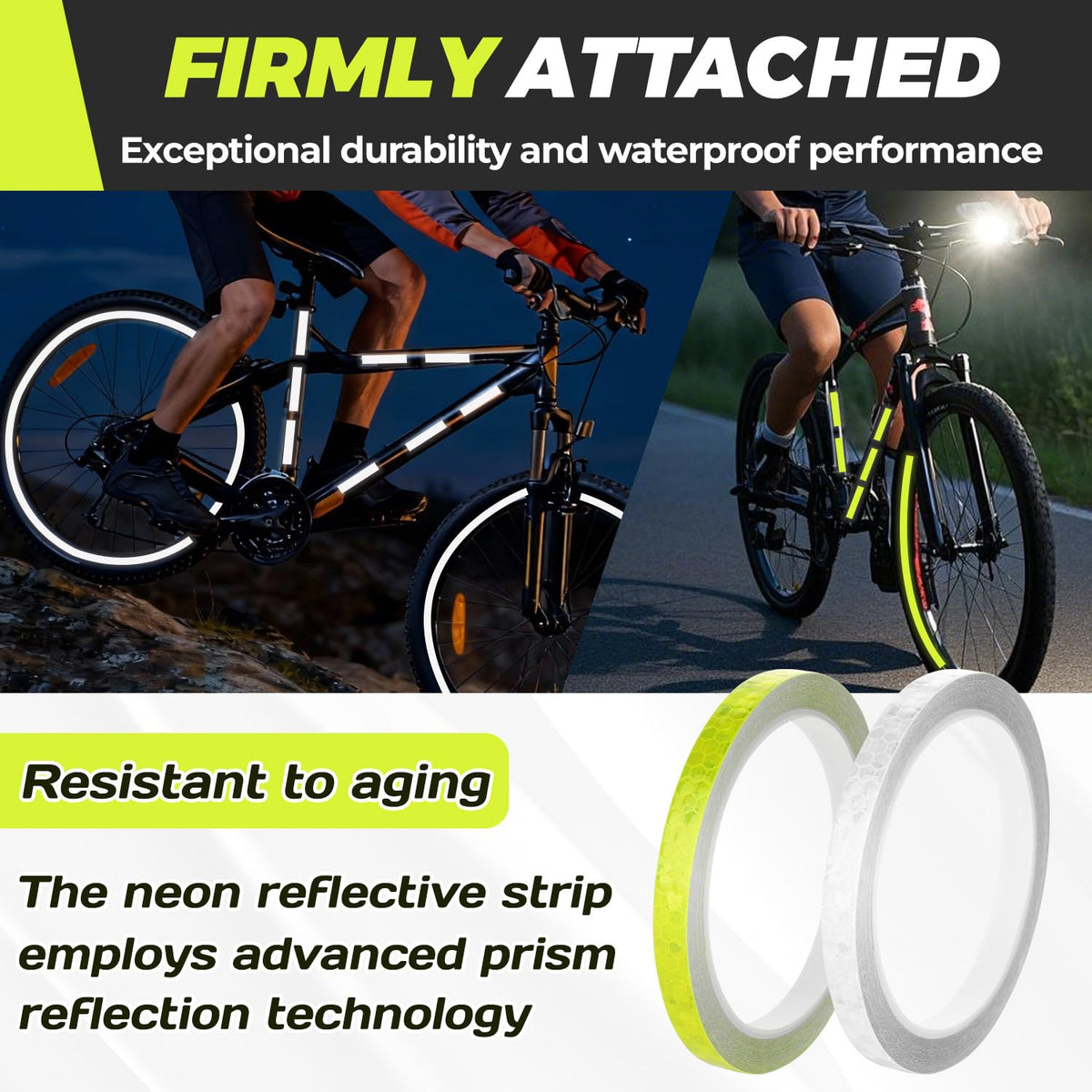 Neon Reflective Tape,0.4'' x 26ft Thin Reflective Tape for Bikes,Waterproof Self-Adhesive Reflective Strip Roll,Outdoor High Visibility Safety Warning Glow for Vehicles Bike Scooter Helmet (White) White