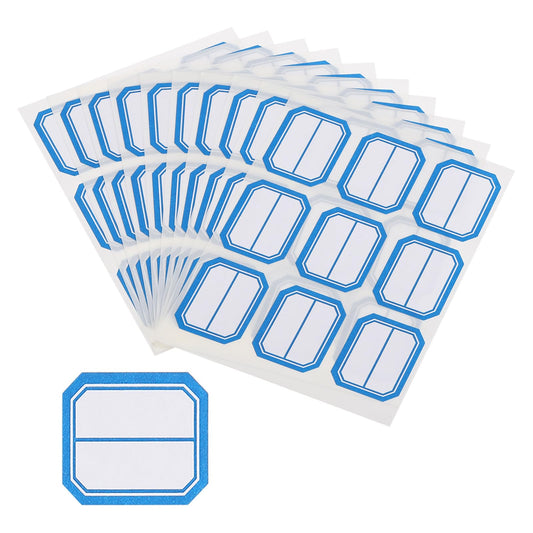 M&G 450 Pcs Name Tag Stickers, Name Labels Stickers Waterproof Adhesive Labels Blank for Stuff-Daycare Supplies Bottle Clothes Fabric Folder Office Camp, 25x33mm, Blue White