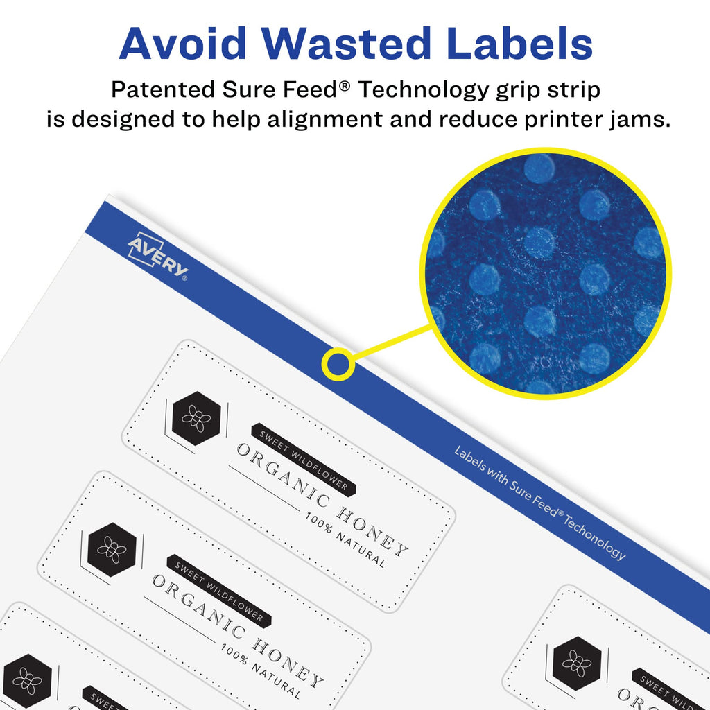 Avery® Glossy Clear Rectangle Labels, Sure Feed® Technology, 15/16" x 3-7/16", 450 Glossy Clear Labels, Laser/Inkjet Printable 450 labels