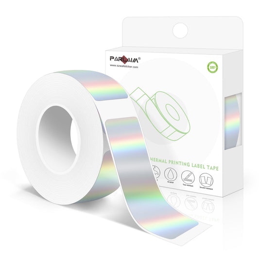 PARLAIM Label Maker Tape,14X50MM(1/2" X1 7/8") Thermal Label Stickers,Thermal self-Adhesive Label Compatible with D30 Label Maker,Thermal Label Paper for Home/Office/130pcs/Roll Holographic Silver (0.55"X1.97") 130 PCS