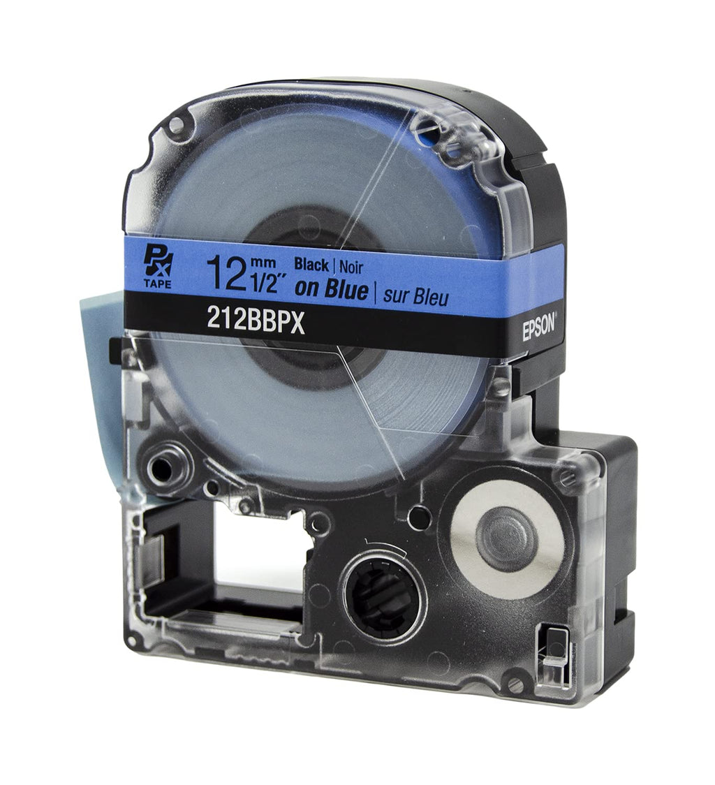 Epson LABELWORKS 212BBPX Label Tape - Black on Blue - 1/2" (12mm), 30ft 12mm