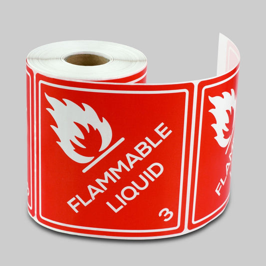600 Class 3 Flammable Liquid Placards - 4 x 4 inch, Self Adhesive Flammable Liquid 3 Caution Warning Labels for Shipping & Storing Hazardous Materials, Red Paper Labels 2 Rolls