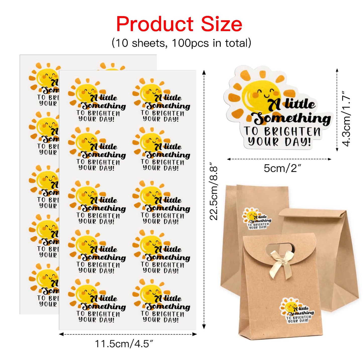 Cute Small Business Stickers - 100 PCS A Little Something to Brighten Your Day Thank You Packaging for Shops