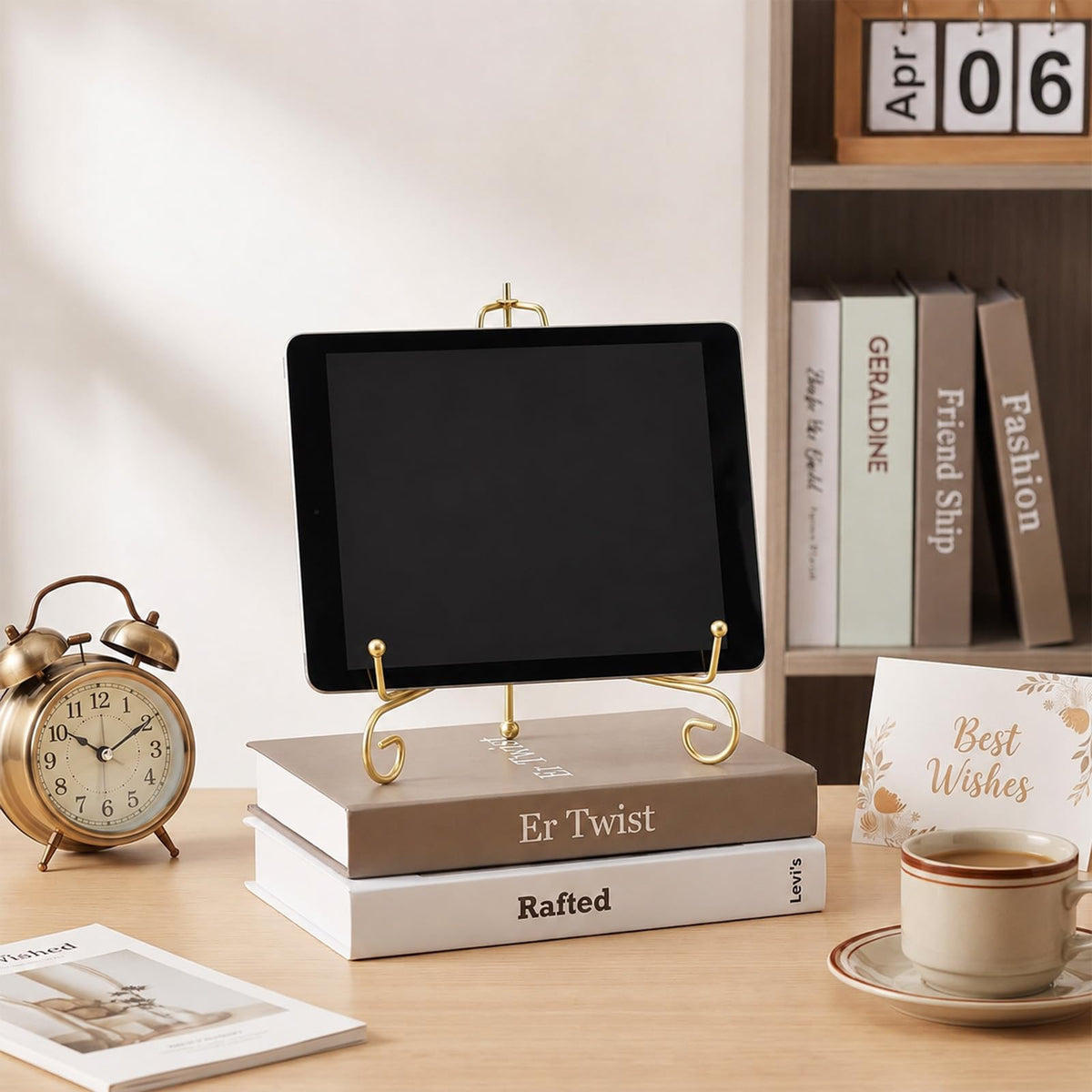 10 Pack 8 Inch Plate Stands for Display, Gold Iron Easel Holders for Photos