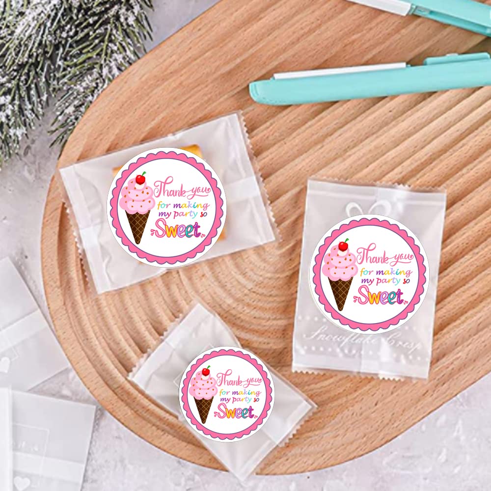 Ice Cream Thank You Stickers,2 Inch Summer Baby Shower Labels,Ice Cream Themed Party Sticker Labels for Favors, Decorations,120 Pcs