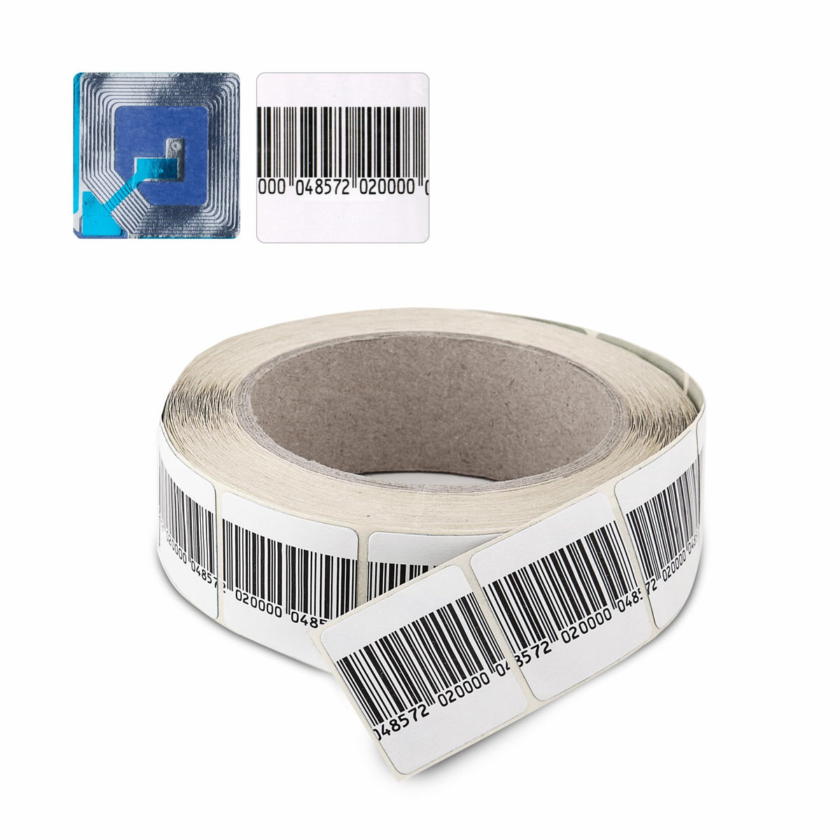 1000 Paper Security Labels 1.5 X 1.5 Inch RF 8.2Mhz White w/Fake Barcode Checkpoint Compatible – Effective Anti-Theft Labels for EAS Loss Prevention Systems by Bullseye Protection 1,000 Security Labels 1.5 x 1.5 Inch