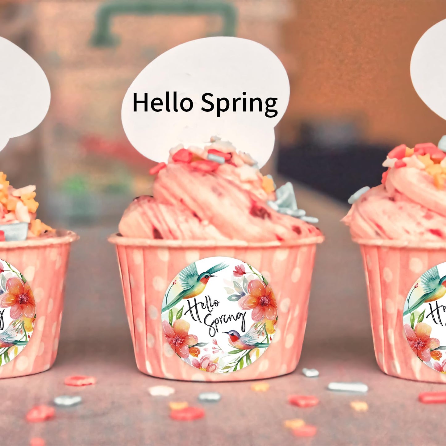Heyfibro 500 PCS 1.5 Inch Hello Spring Stickers Roll for Adults, Gift Packing, Cards, Candy Bags, Envelopes, Party Supplies(Bird)