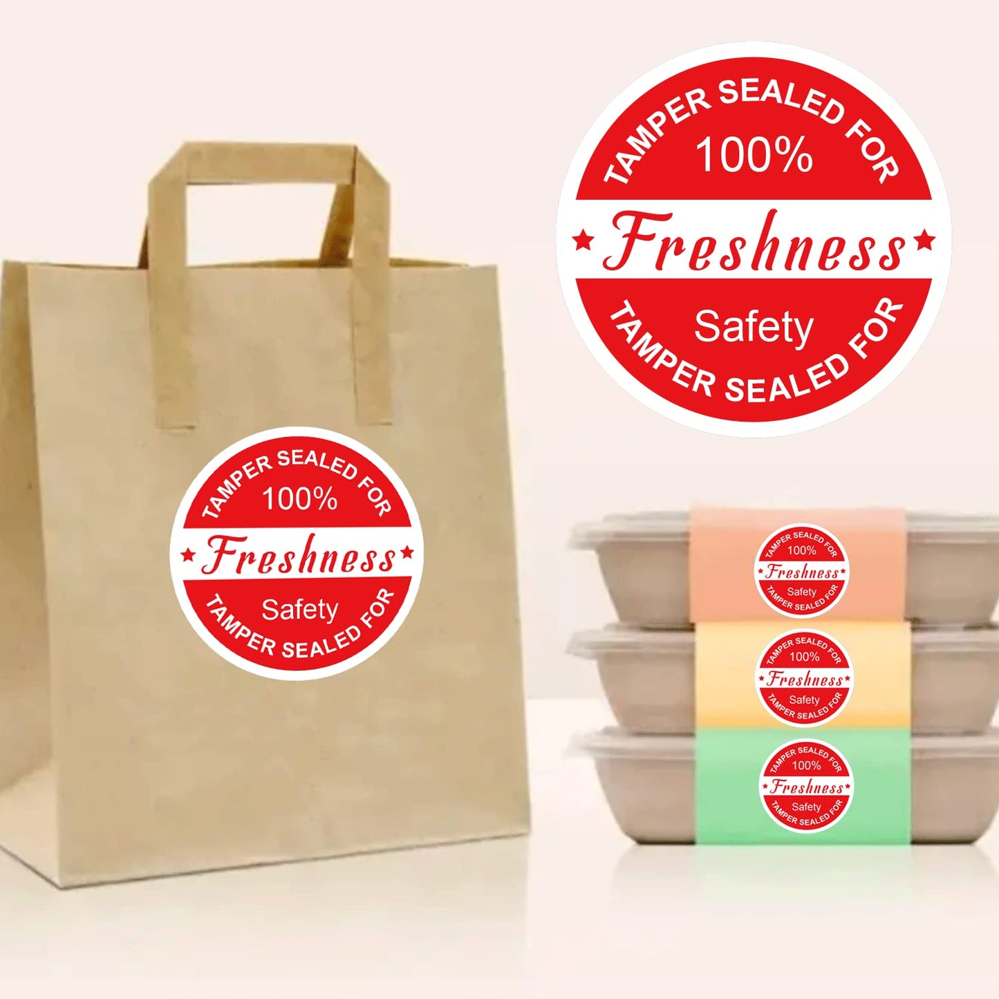 Well Tile Food Delivery Tamper Evident Stickers Safe Secure Tamper Sealed for Freshness Labels - 2 Inch Tamper-Proof Stickers for Safe Food Delivery 500 Pcs