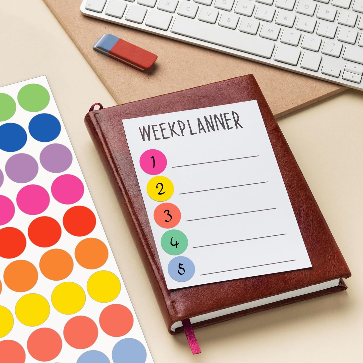 1600 PCS 3/4 Inch Colored Dot Stickers, 10 Colors Circle Price Stickers, Round Color Coding Labels for Office, Home, Teaching Events, Garage Sales - 20 Sheets