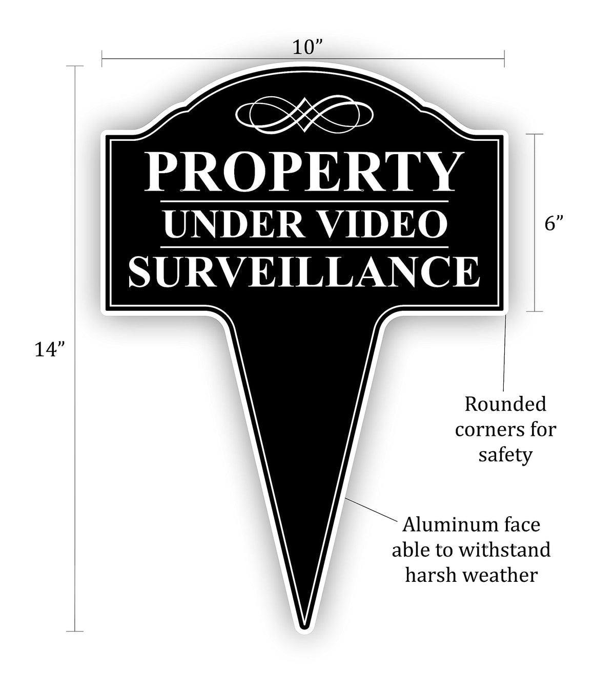MRC Wood Products Property Under Video Surveillance Sign, Metal 24 Hour Surveillance Sign, Video Monitor Sign for Outdoors, Protected By Video Surveillance Outdoor Sign10x14 (3), Black, STS-003 3