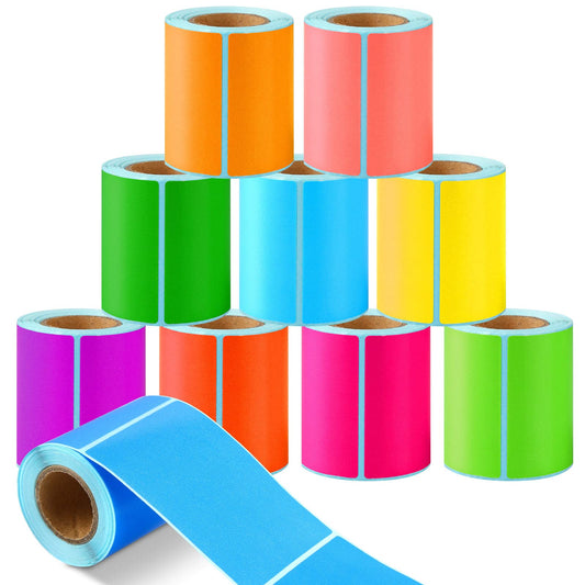 1000 Colored Sticker Rolls - Rectangular Coding Labels in 10 Bright Colors - Self Sticky Folder Labels for Boxes, Folders, Classroom & Home (2 x 3 Inch) 2 x 3 Inch