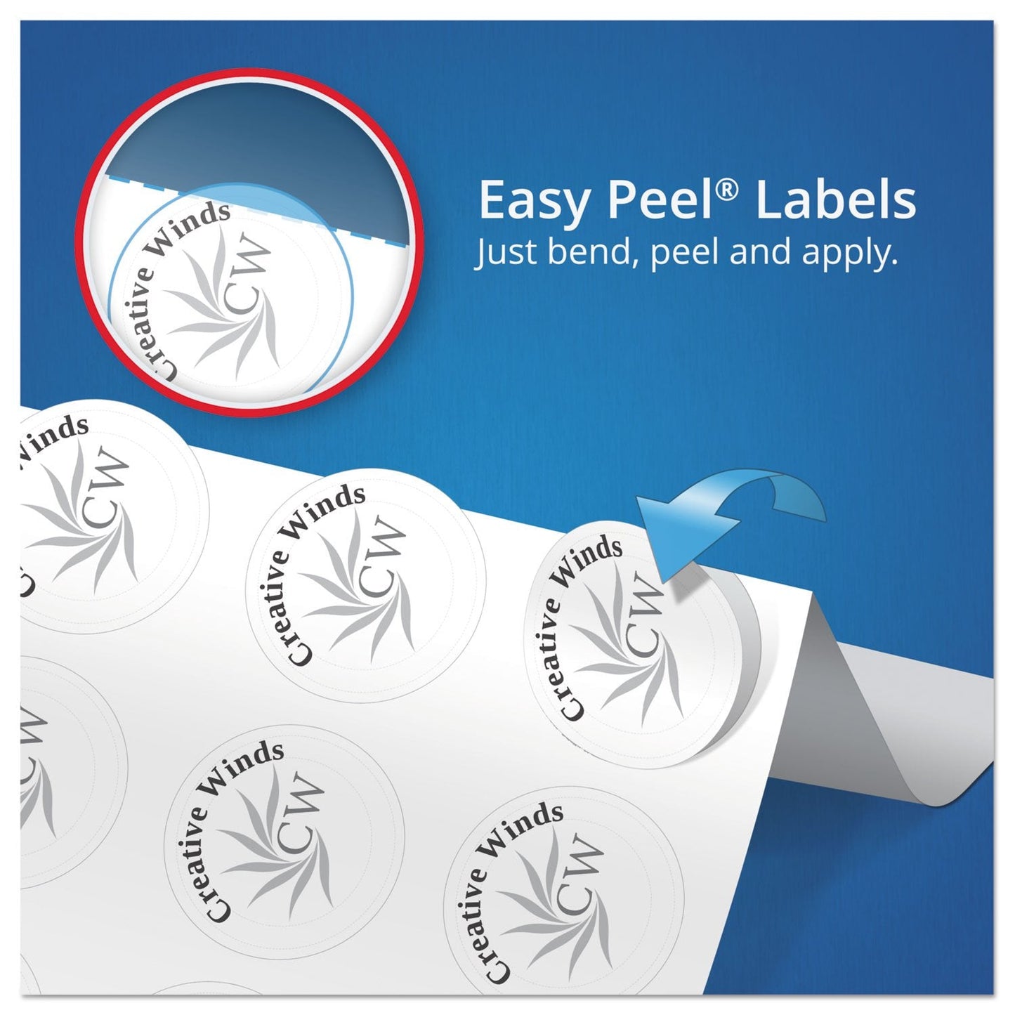 Avery® Easy Peel® TrueBlock® Print-To-The-Edge Inkjet/Laser Labels, Round, 22807, 2" Diameter, White, Pack Of 120 120 labels 2" Glossy White