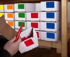 Orange ChromaLabel 2x3 inch rectangular color-coding inventory labels with adhesive backing, pack of 50 stickers for organization.