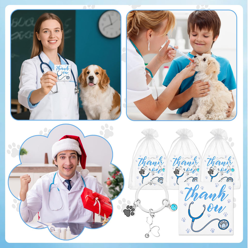 Sureio 24 Sets Vet Tech Appreciation Gifts Bulk Veterinary Keychains Claw