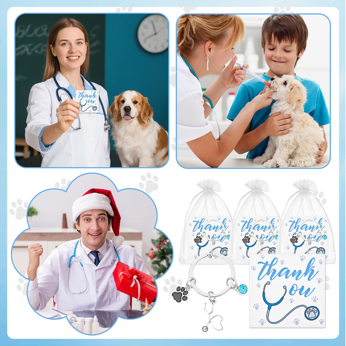 Sureio 24 Sets Vet Tech Appreciation Gifts Bulk Veterinary Keychains Claw