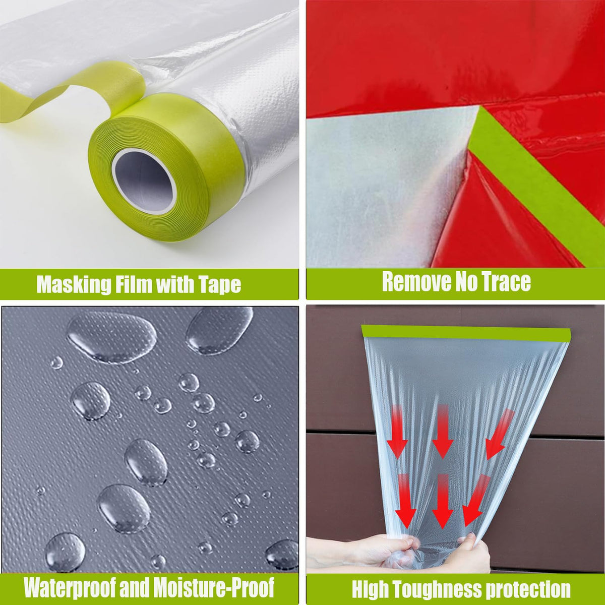 Tape and Drape Painters Tape and Plastic Film - 55in x 65ft Roll for Cars, Auto Body, Skirting and Frames 1 55 inch x 65 feet