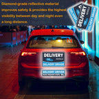 4 Pack Heavy Duty Flex Delivery Driver Car Magnets, Reflective Caution Frequent Stops Magnetic Signs, Flex Driver Accessories Decal Bumper Stickers KS_DeliveryManget_Blue