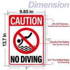 14x10″ No Diving Pool Sign, No Glass Allowed Sign, 2 Pack, PSP-2402 No Diving & No Glass
