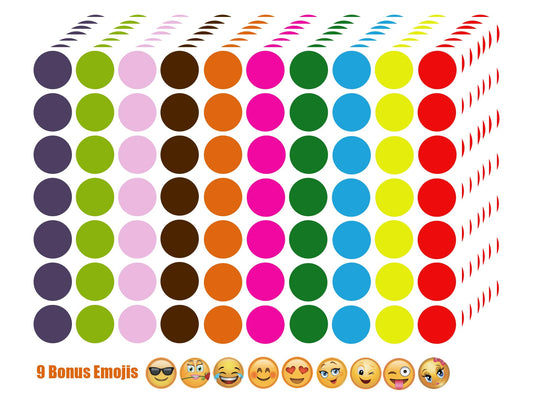 Blesstur 1050 PCS Colored Dot Stickers - 3/4" Circle Stickers - Price Stickers for Garage Sale - Polka Round Color Coding Labels - for Office, Inventory, Classroom, Art & Craft Papers 3/4 Inch Multi Color 1050 pcs